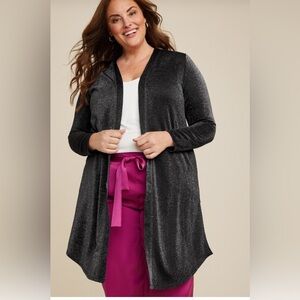 Maurices Shimmering Charcoal Duster Cardigan